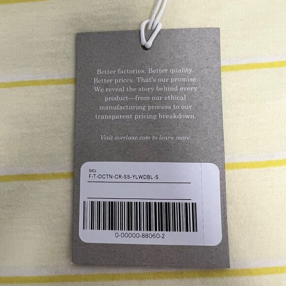 Everlane Women’s Short Sleeve Crew Neck Tee Yellow Striped Size Small New - Picture 9 of 9